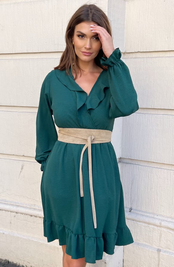 Ruches Jurk Roselynn Emerald – shoparchief — foto 3