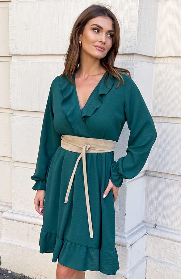 Ruches Jurk Roselynn Emerald – shoparchief