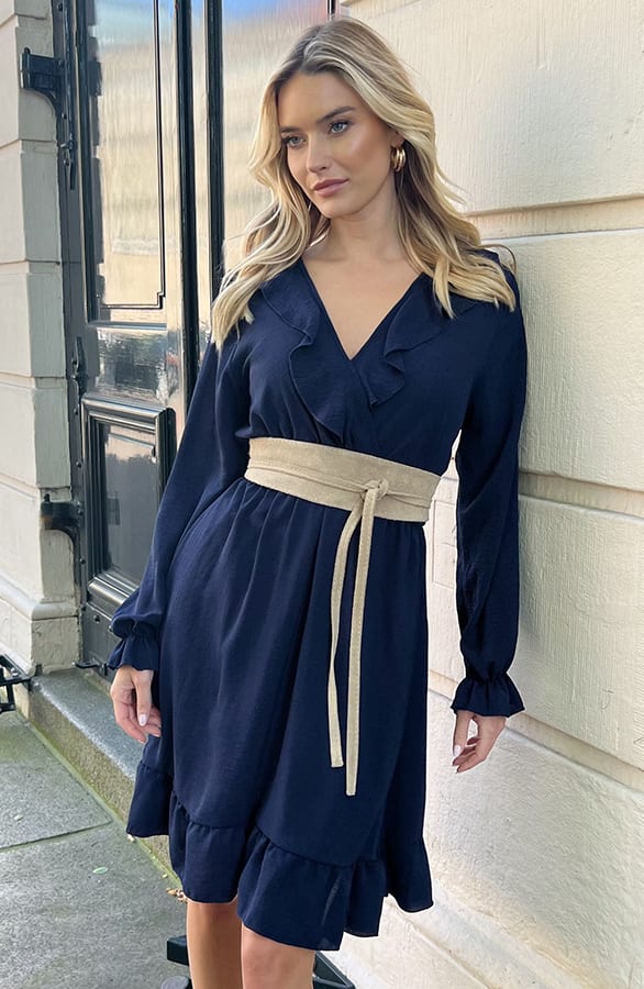 Ruches Jurk Roselynn Marine