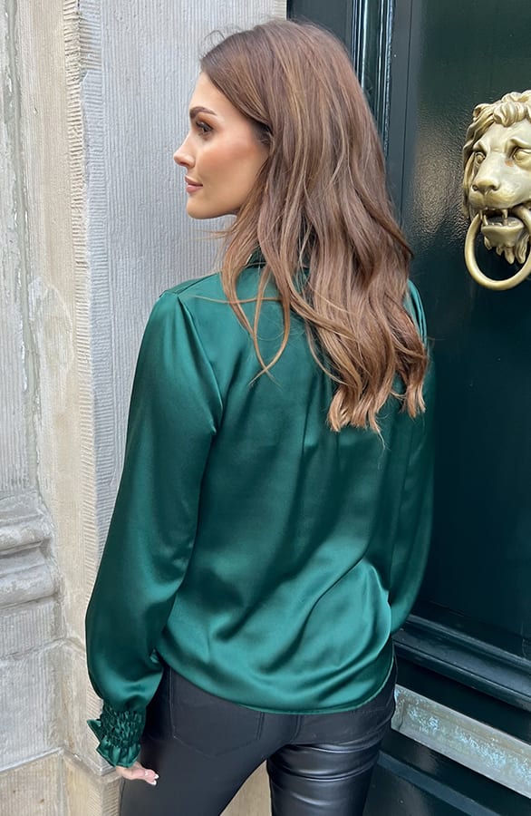 Silk Col Blouse Tania Smaragd – shoparchief — foto 2