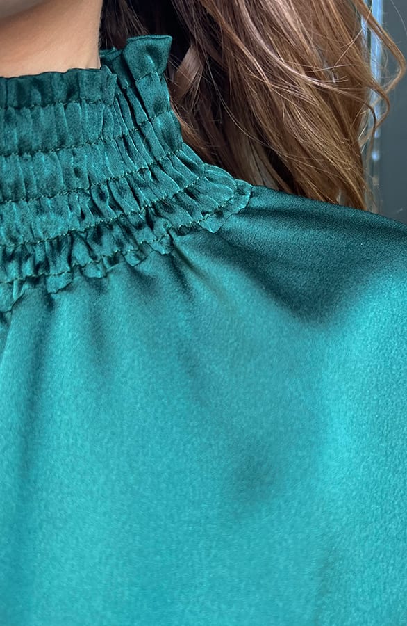 Silk Col Blouse Tania Smaragd – shoparchief — foto 3