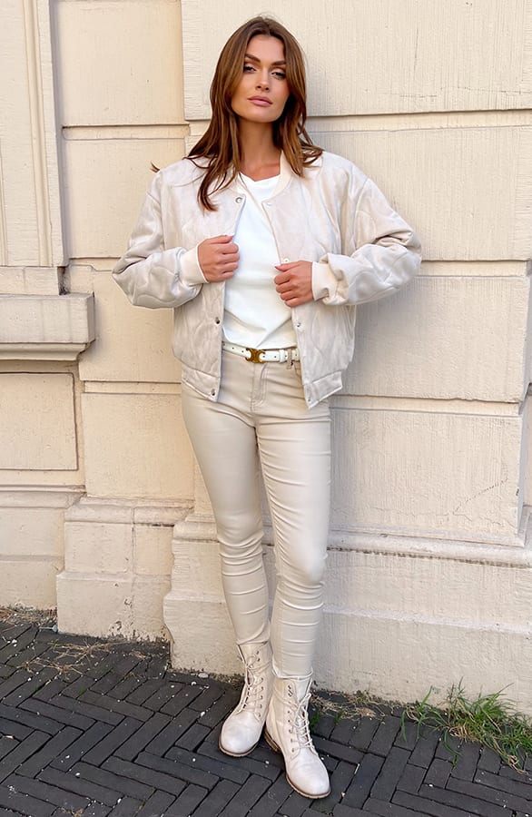 Suede Bomber Chari Beige – jassen — foto 6