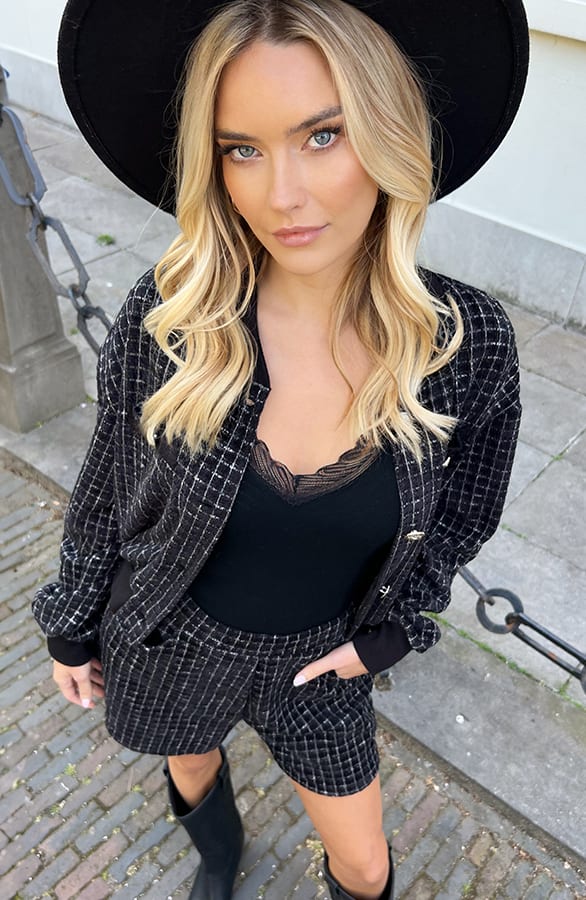 Tweed Jasje Geruit Skylar Zwart – shoparchief — foto 2