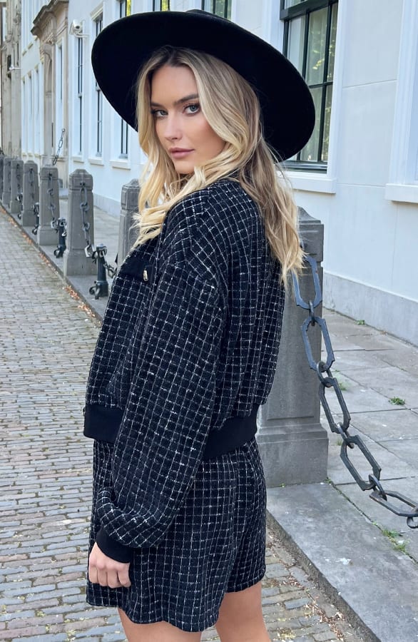 Tweed Short Geruit Skylar Zwart – shoparchief — foto 4