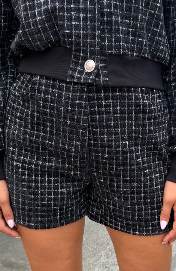 Tweed Short Geruit Skylar Zwart – shoparchief