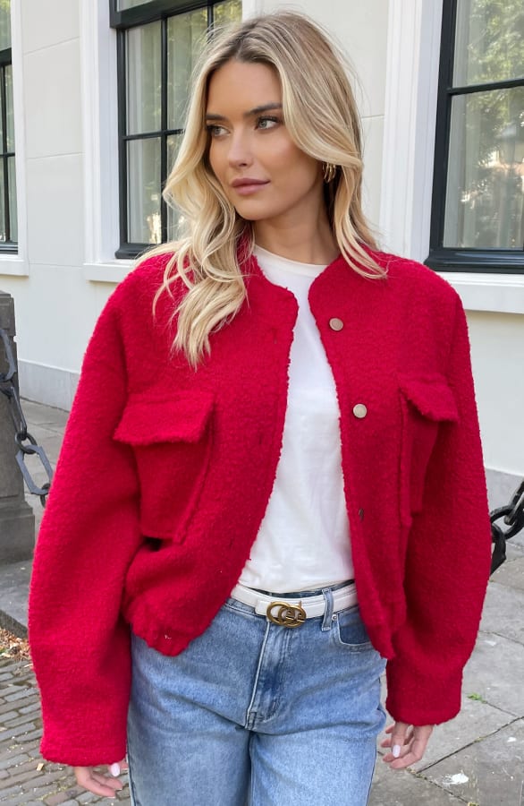 Bomber Jasje Bouclé Celine Rood – shoparchief — foto 3