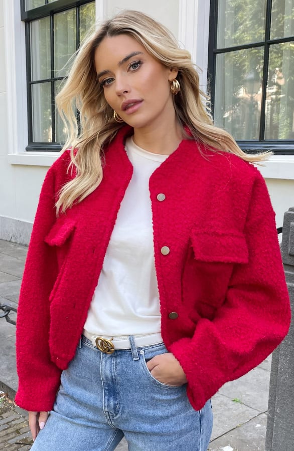 Bomber Jasje Bouclé Celine Rood – shoparchief