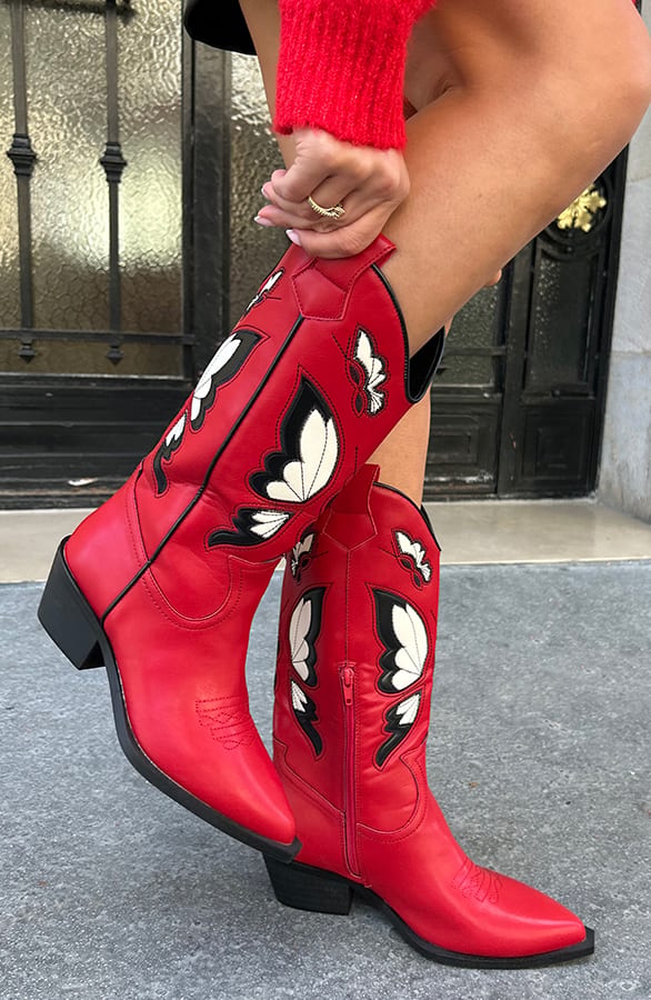 Alex Cowboy Boots Red – shoparchief