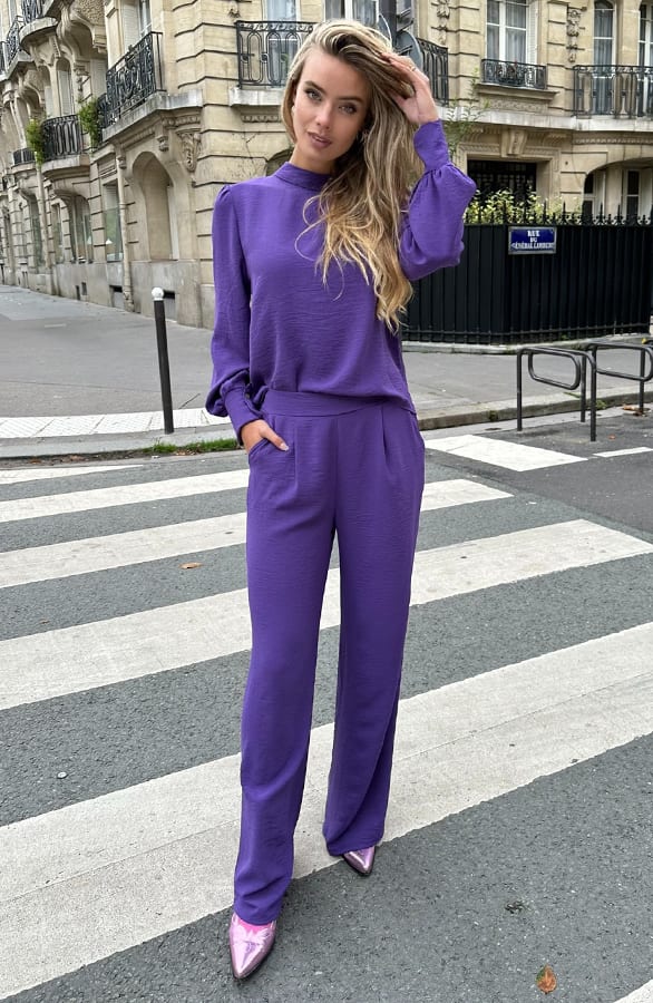 Blouse Long Sleeve Lilly Donker Paars – kleding — foto 6
