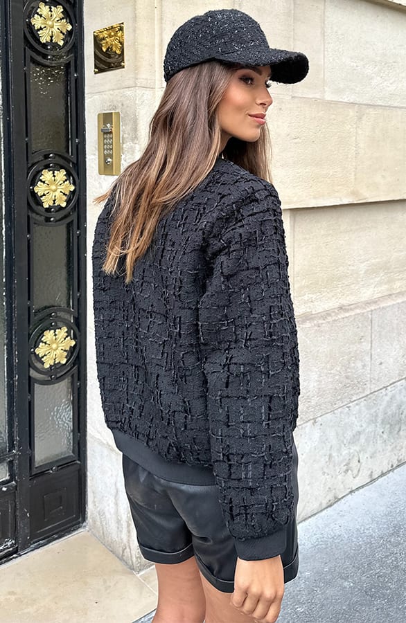 Button Bouclé Jacket Allie Zwart – shoparchief — foto 2