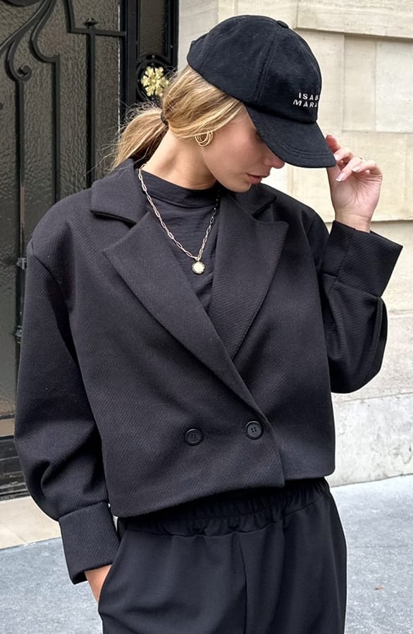 Cropped Pofmouw Coat Devia Zwart – shoparchief — foto 3