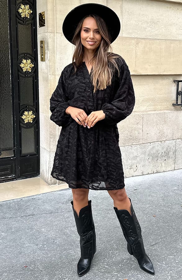 Detailed Dress Jailyn Zwart – shoparchief — foto 5