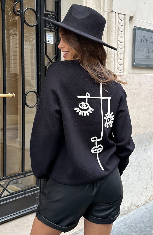 Embroidery Sweater Sandy Zwart – shoparchief — foto 2