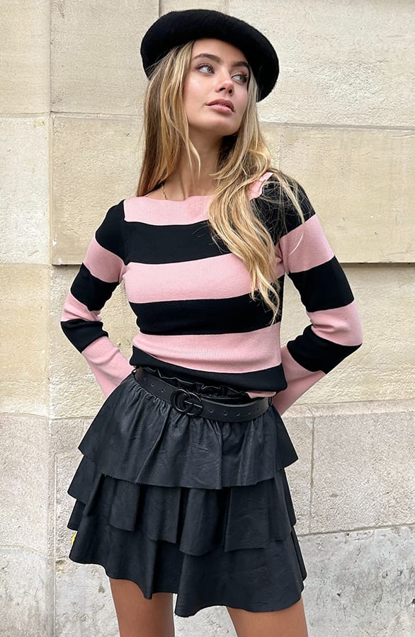 Flared Mouwen Gestreepte Top Blaire Dust Pink – shoparchief