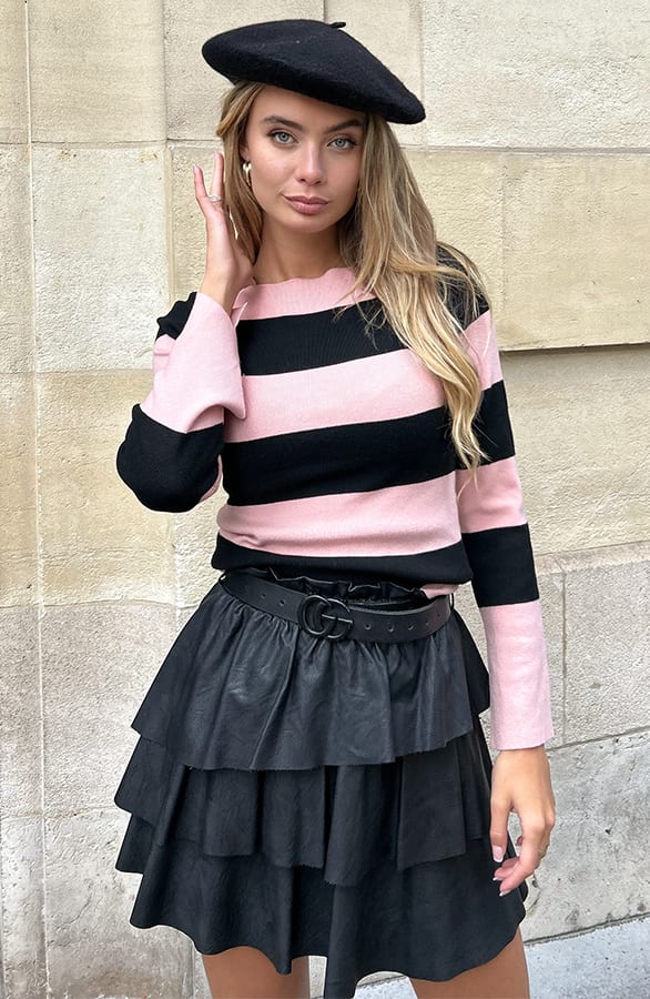Flared Mouwen Gestreepte Top Blaire Dust Pink – shoparchief — foto 6