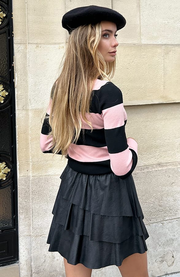 Flared Mouwen Gestreepte Top Blaire Dust Pink – shoparchief — foto 2