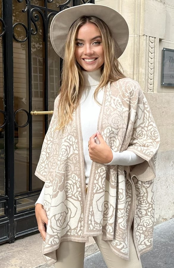 Flower Poncho Char beige – shoparchief — foto 5