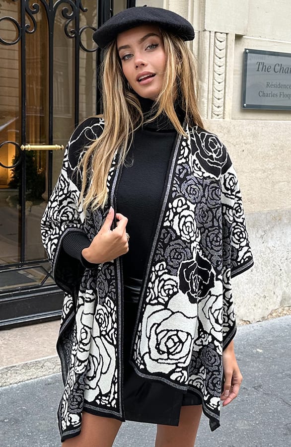 Flower Poncho Char Zwart – shoparchief — foto 5