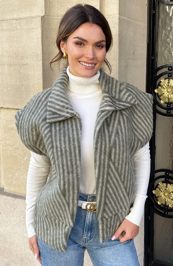 Gewoven Gilet Samara Graphic Khaki – shoparchief — foto 6