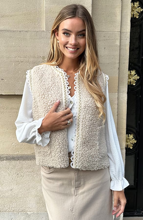 Gilet Pocket Teddy Lace Detail Tara – gilets — foto 4
