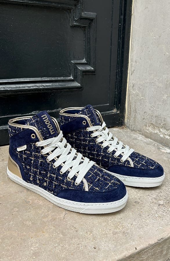 Hoge Sneakers Ellen Marine Goud – shoparchief