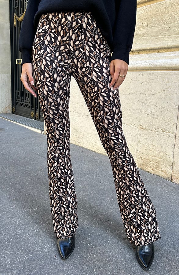 Janine Flared Broek Bloemen Cognac – shoparchief