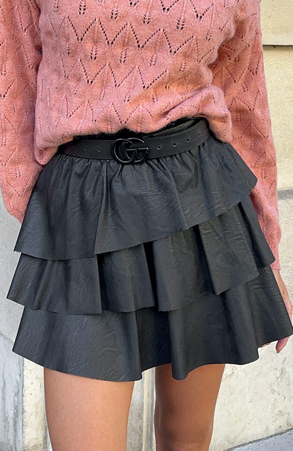 Jolie Leren Ruffle Rok – kleding — foto 3