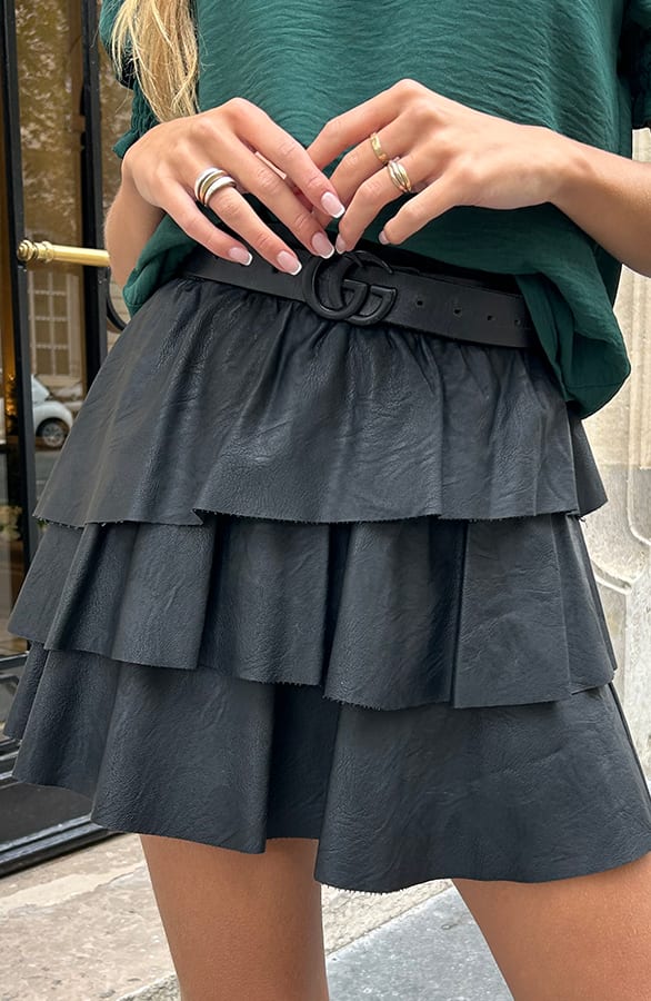 Jolie Leren Ruffle Rok – kleding — foto 6