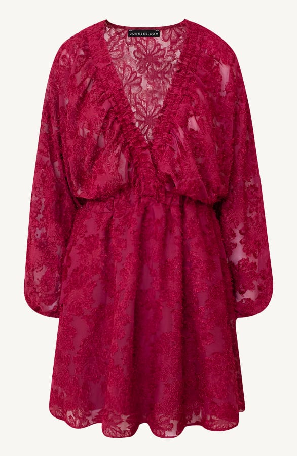 Jurk Met Pofmouw Rosalinde Bordeaux – shoparchief
