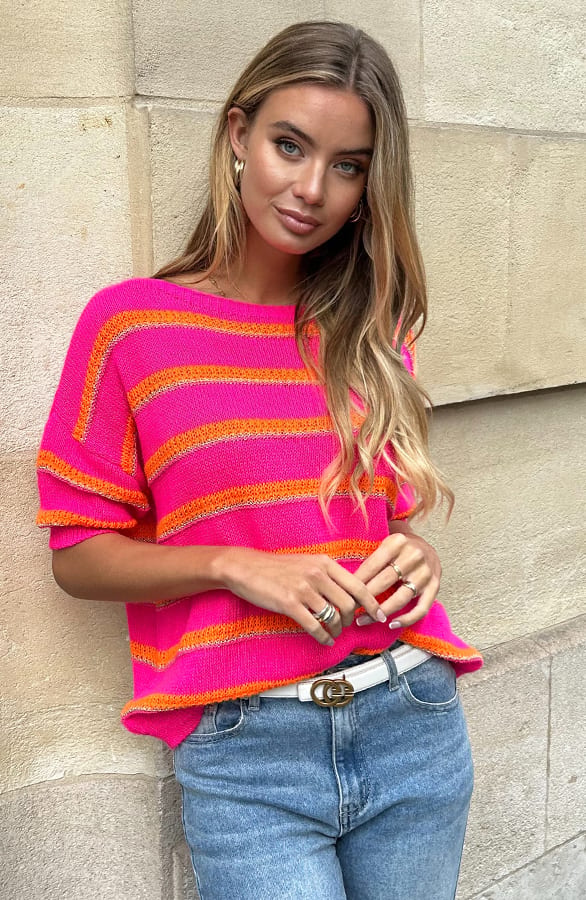 Korte Mouw Trui Suze Fuchsia Neon – shoparchief — foto 2
