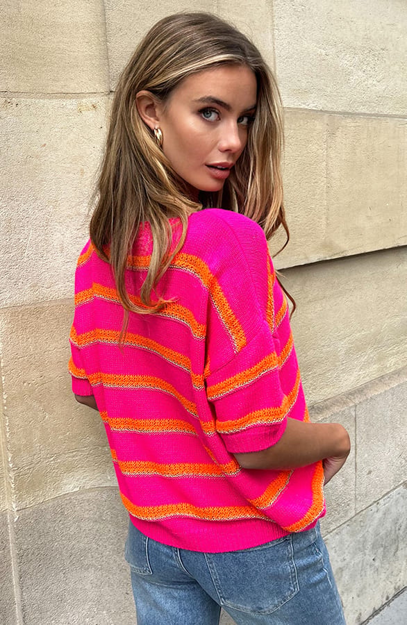 Korte Mouw Trui Suze Fuchsia Neon – shoparchief — foto 3