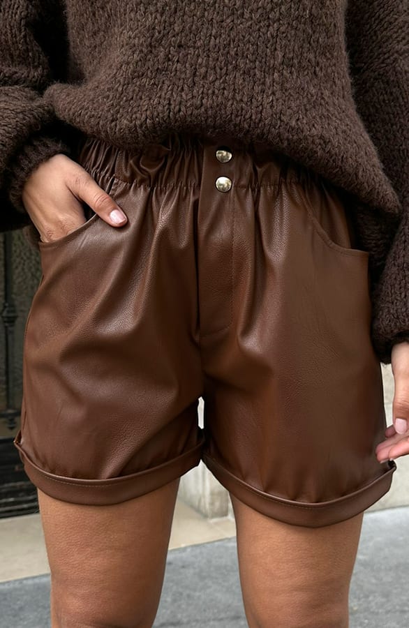 Leren Short Amelia Choco – shoparchief