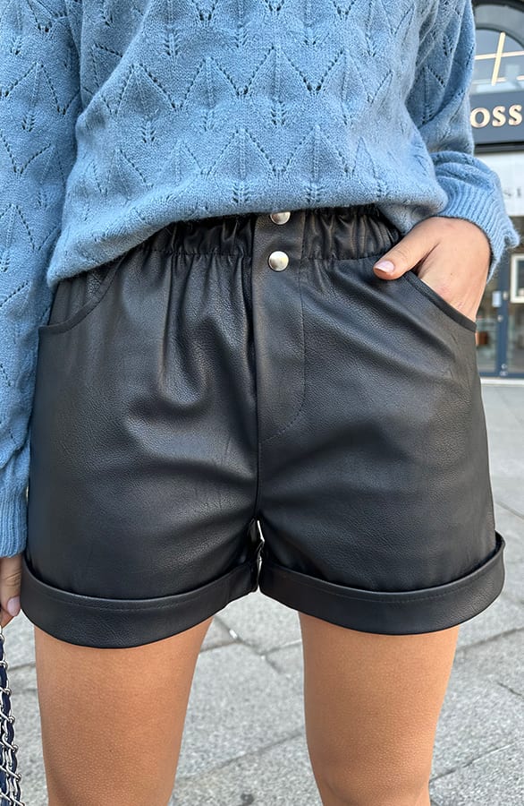 Leren Short Amelia Zwart – shorts