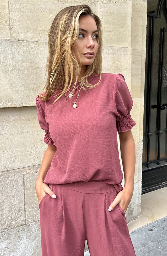 Short Sleeve Top Lilly Dust Roze – shoparchief — foto 4