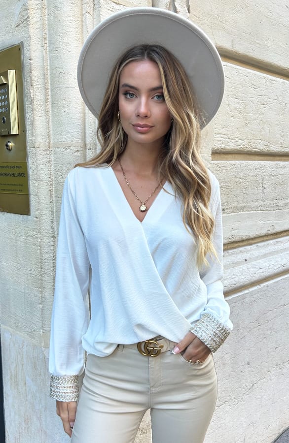 Limited Blouse Met Gouden Details Lize Ecru – kleding — foto 2