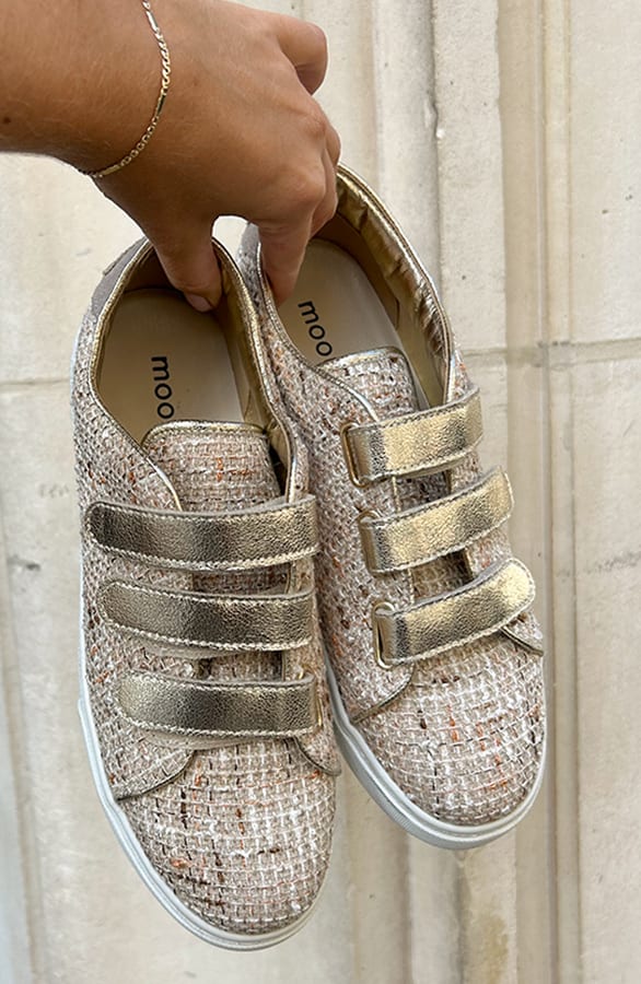 Luxe Bouclé Sneakers Katlyn Beige Goud – shoparchief — foto 3
