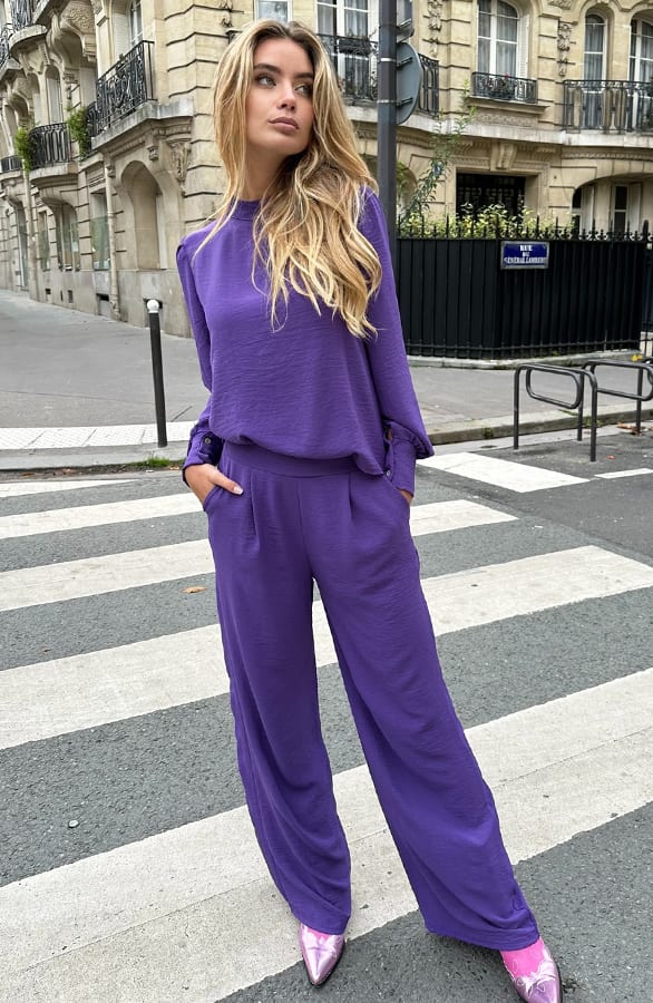 Pantalon Lilly Donker Paars Regular – broeken — foto 3