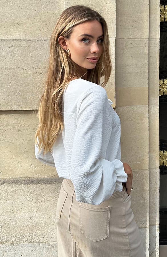 Pofmouwen Blouse Met Ruffle Demi Ecru – kleding — foto 2