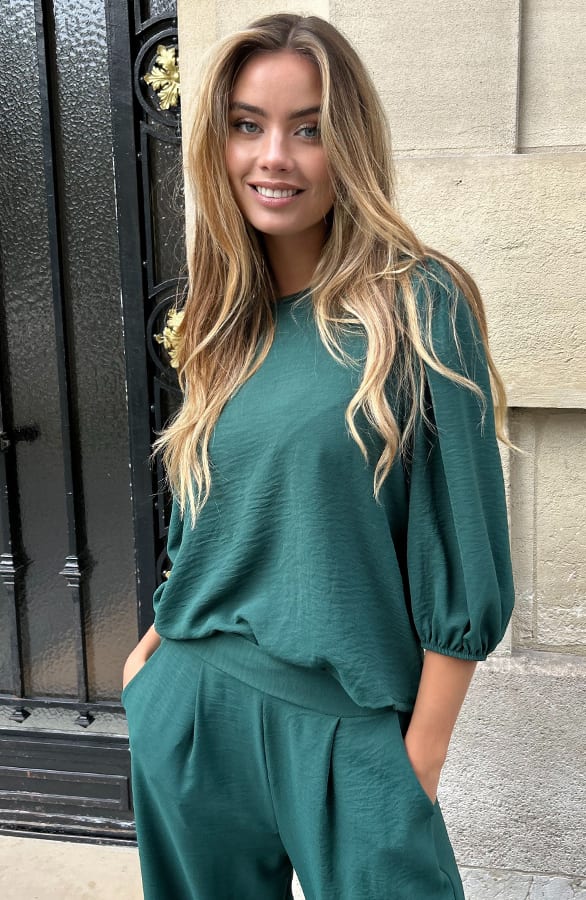 Puff Sleeve Top Lilly Emerald – shoparchief