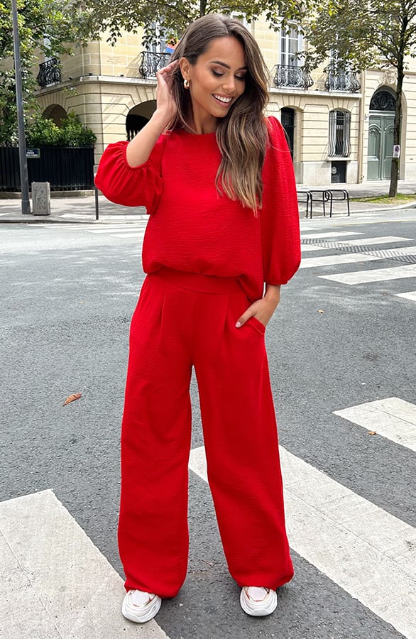 Puff Sleeve Top Lilly Rood – shoparchief — foto 6