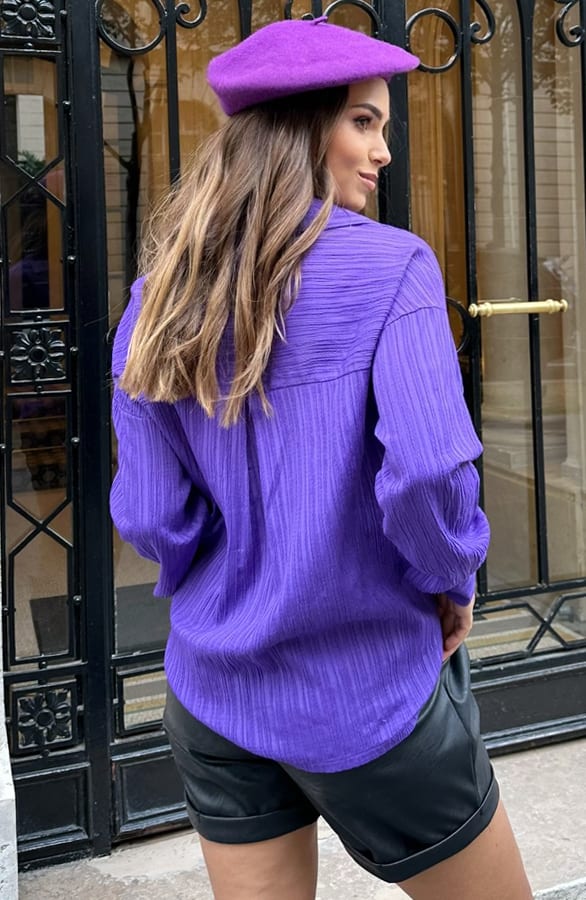 Ribstof Blouse Steffie Dark Purple – shoparchief — foto 2