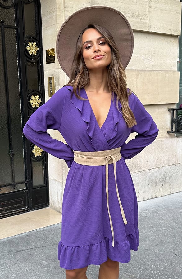 Ruches Jurk Roselynn Dark Purple