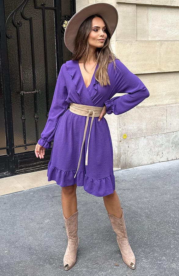 Ruches Jurk Roselynn Dark Purple – alle jurkjes — foto 6