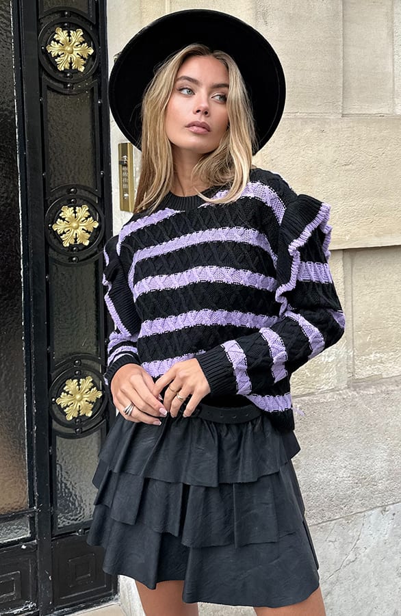 Ruffle Strepen Trui Menthe Lila – shoparchief — foto 4