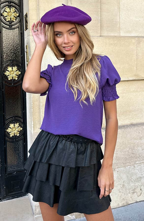 Short Sleeve Top Lilly Donker Paars – shoparchief — foto 6
