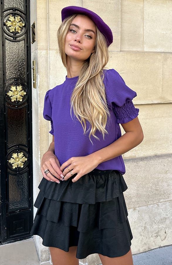 Short Sleeve Top Lilly Donker Paars – shoparchief — foto 4