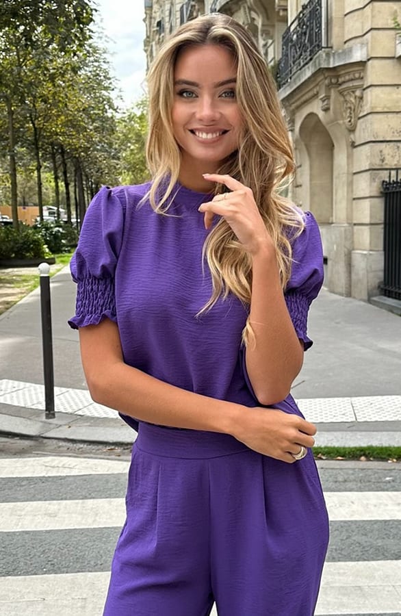 Short Sleeve Top Lilly Donker Paars – shoparchief — foto 3