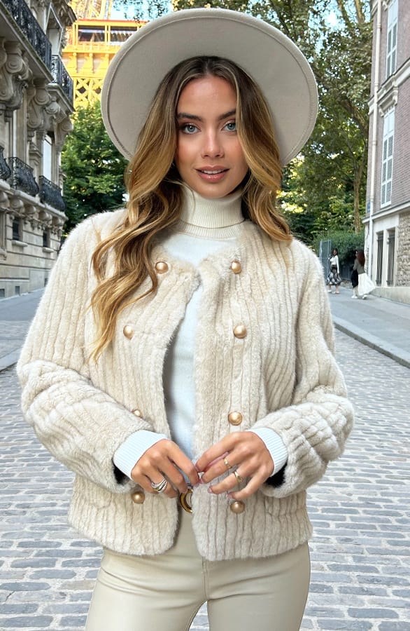 Soft Fur Jacket Tanee Crème – shoparchief — foto 5
