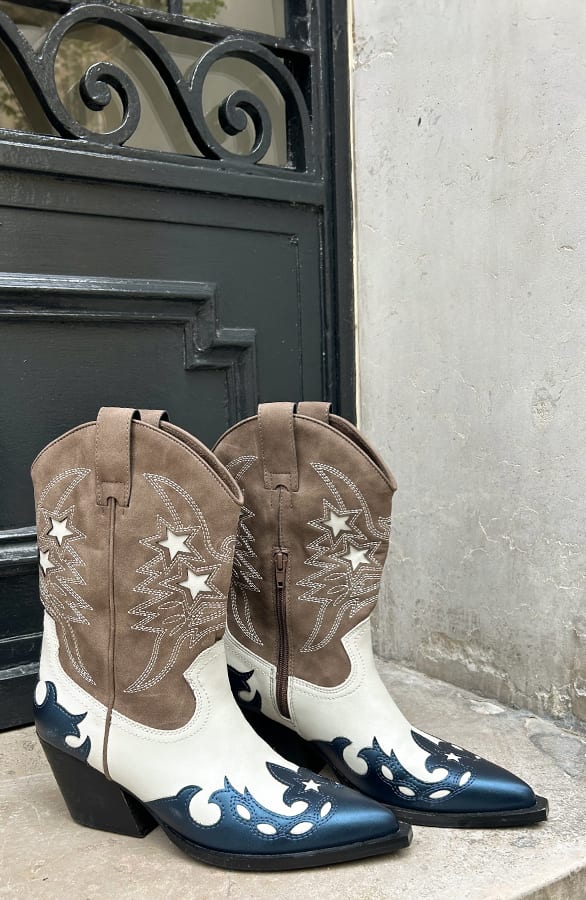 Sterren Cowboy Boots Ingrid Bruin Blauw – shoparchief — foto 2