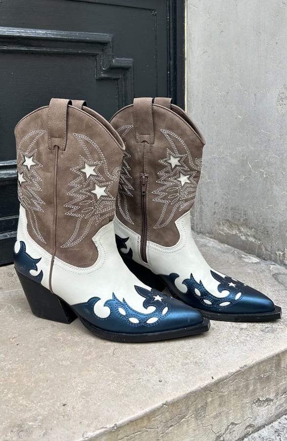 Sterren Cowboy Boots Ingrid Bruin Blauw – shoparchief